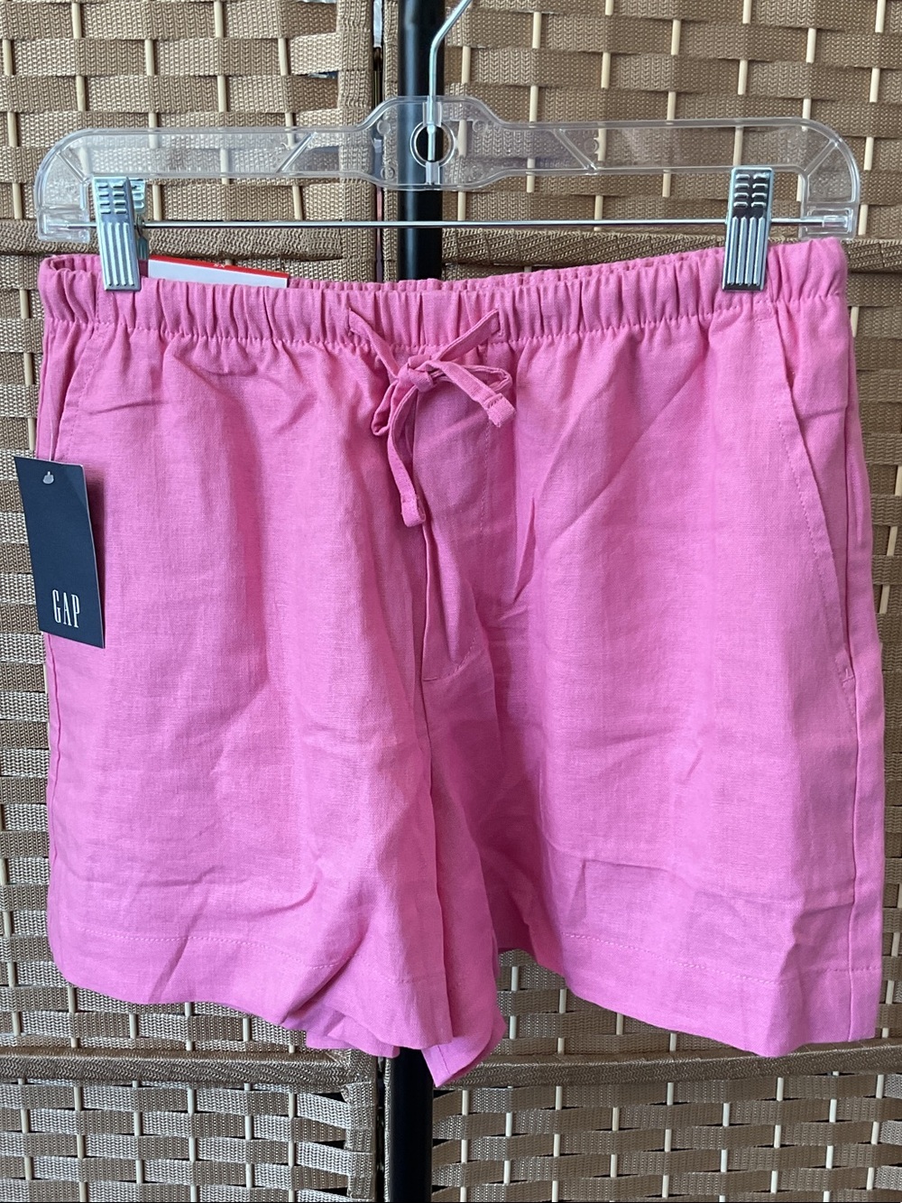 GAP Bright Pink Drawstring Linen-Blend Women's Shorts